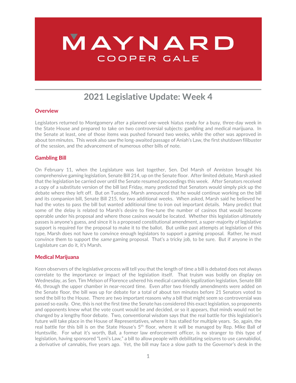 2021 Legislative Update Week 4