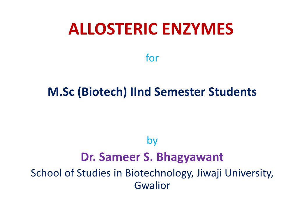 Allosteric Enzymes