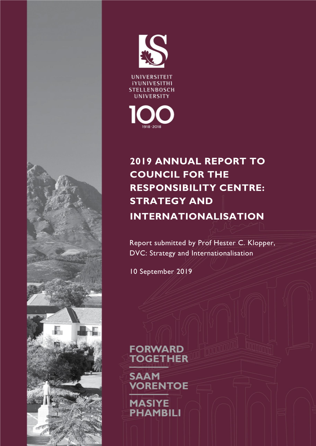 2019 Annual Report to Council for the Responsibility Centre: Strategy and Internationalisation