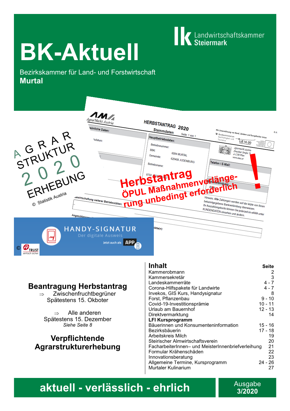 BK-Aktuell Bezirkskammer Für Land- Und Forstwirtschaft Murtal