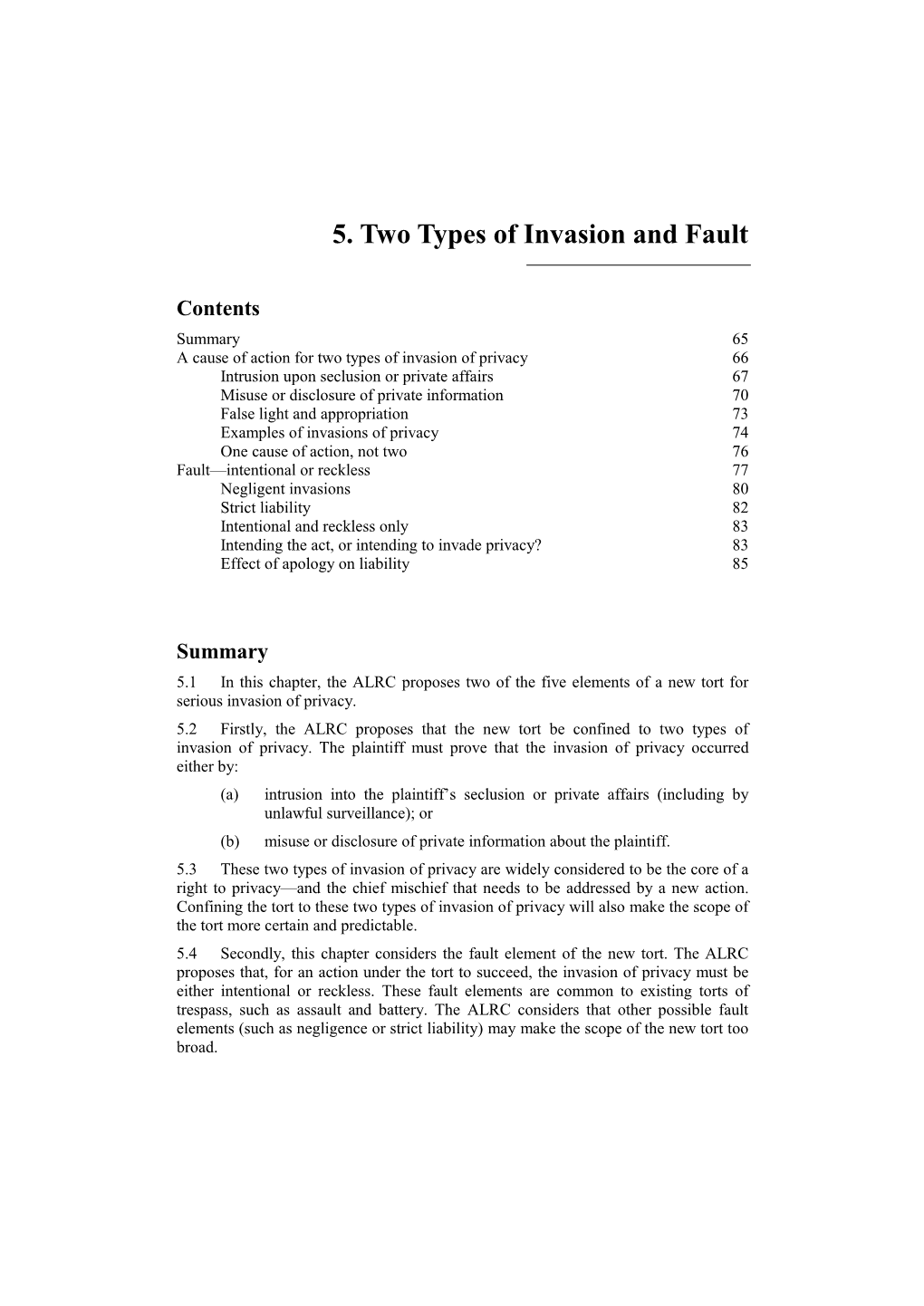 5. Two Types of Invasion and Fault