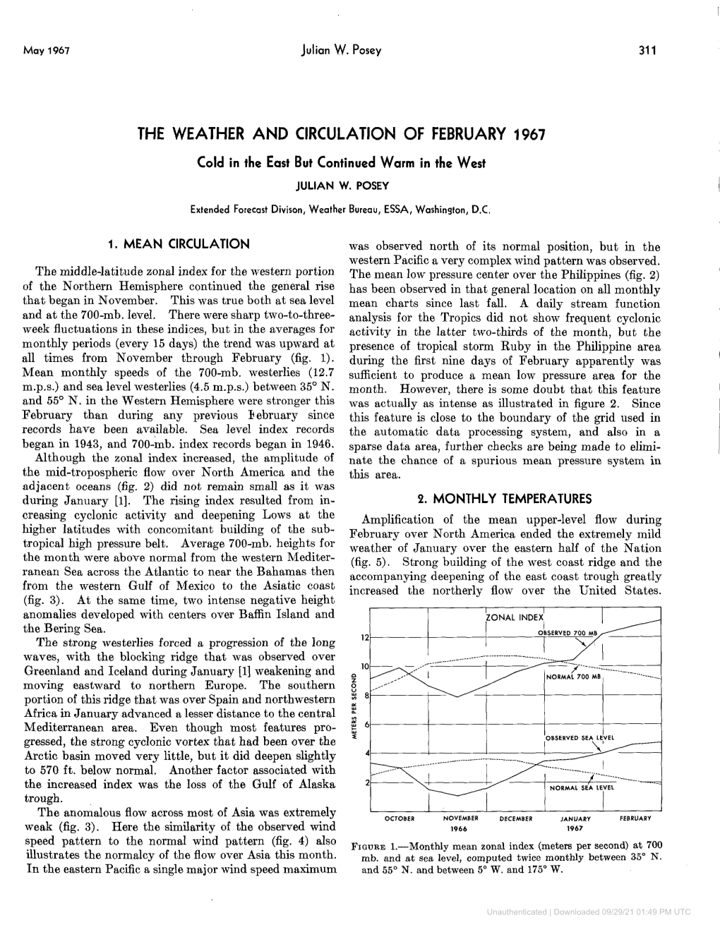 The Weather and Circulation of February 1967