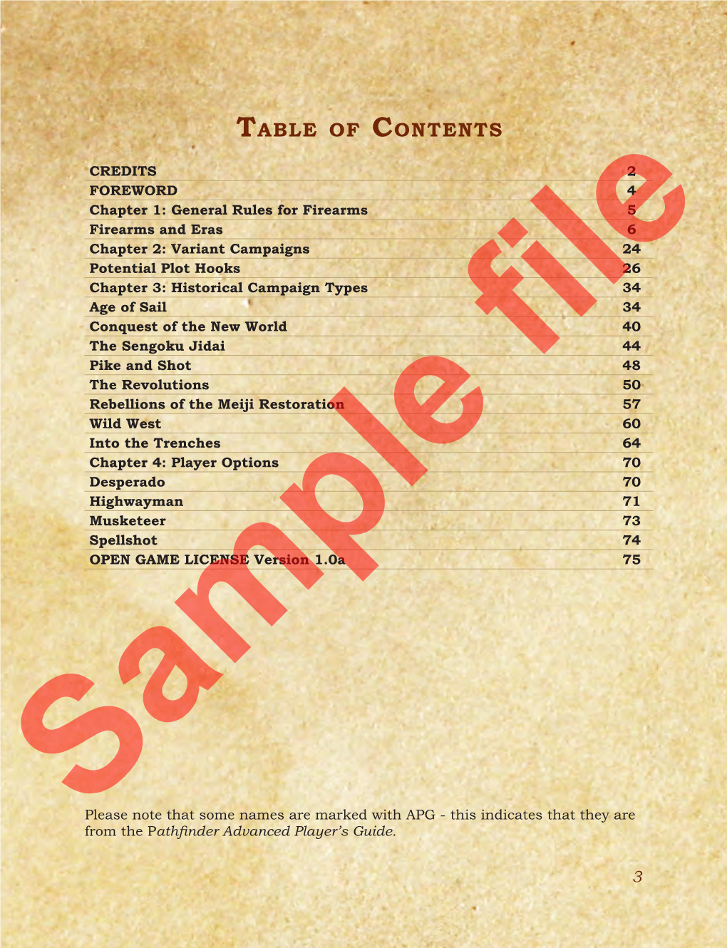 Table of Contents