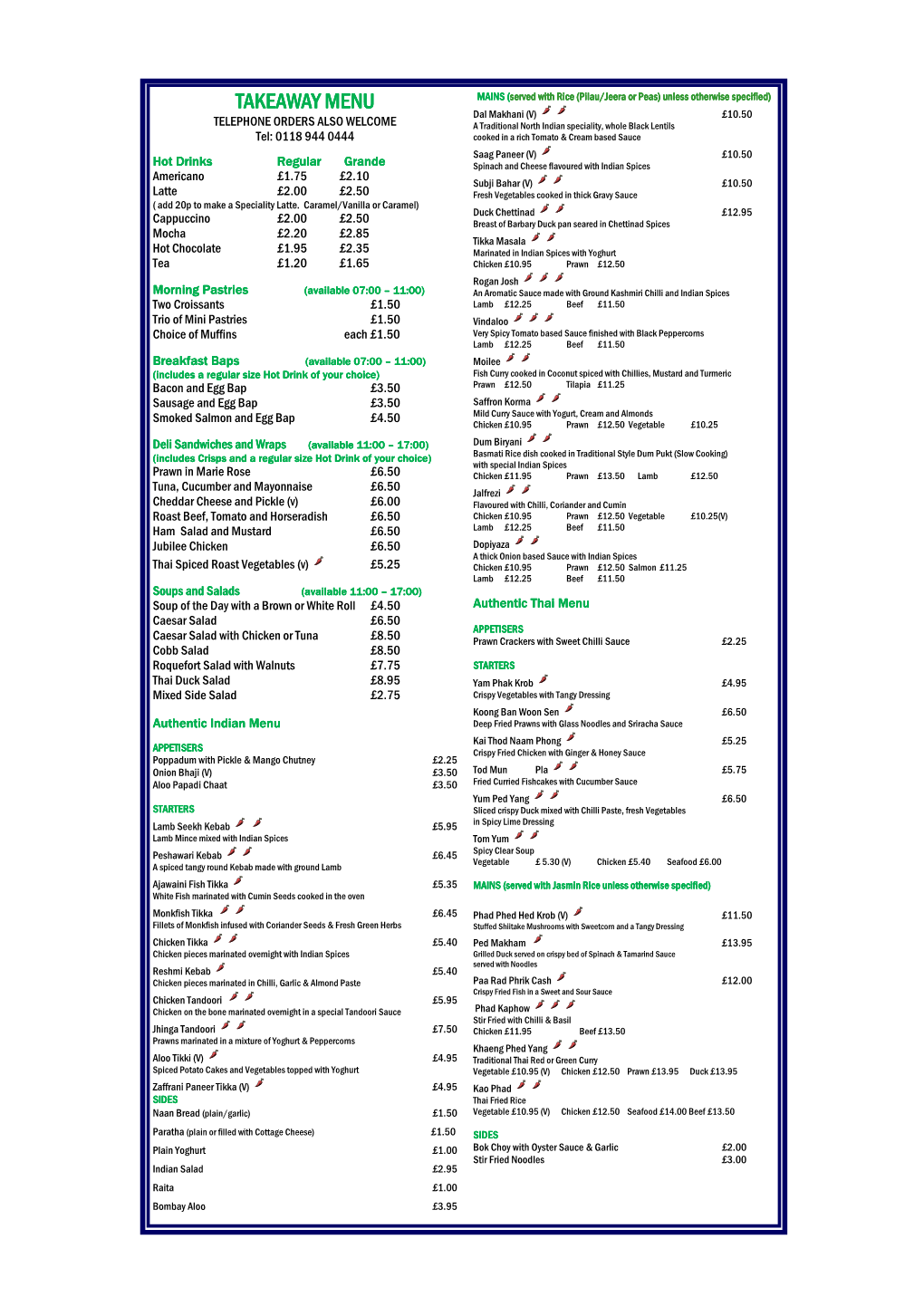 Takeaway Menu Takeaway Menu