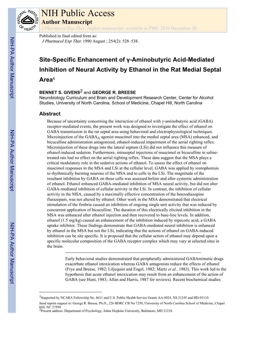 NIH Public Access Author Manuscript J Pharmacol Exp Ther