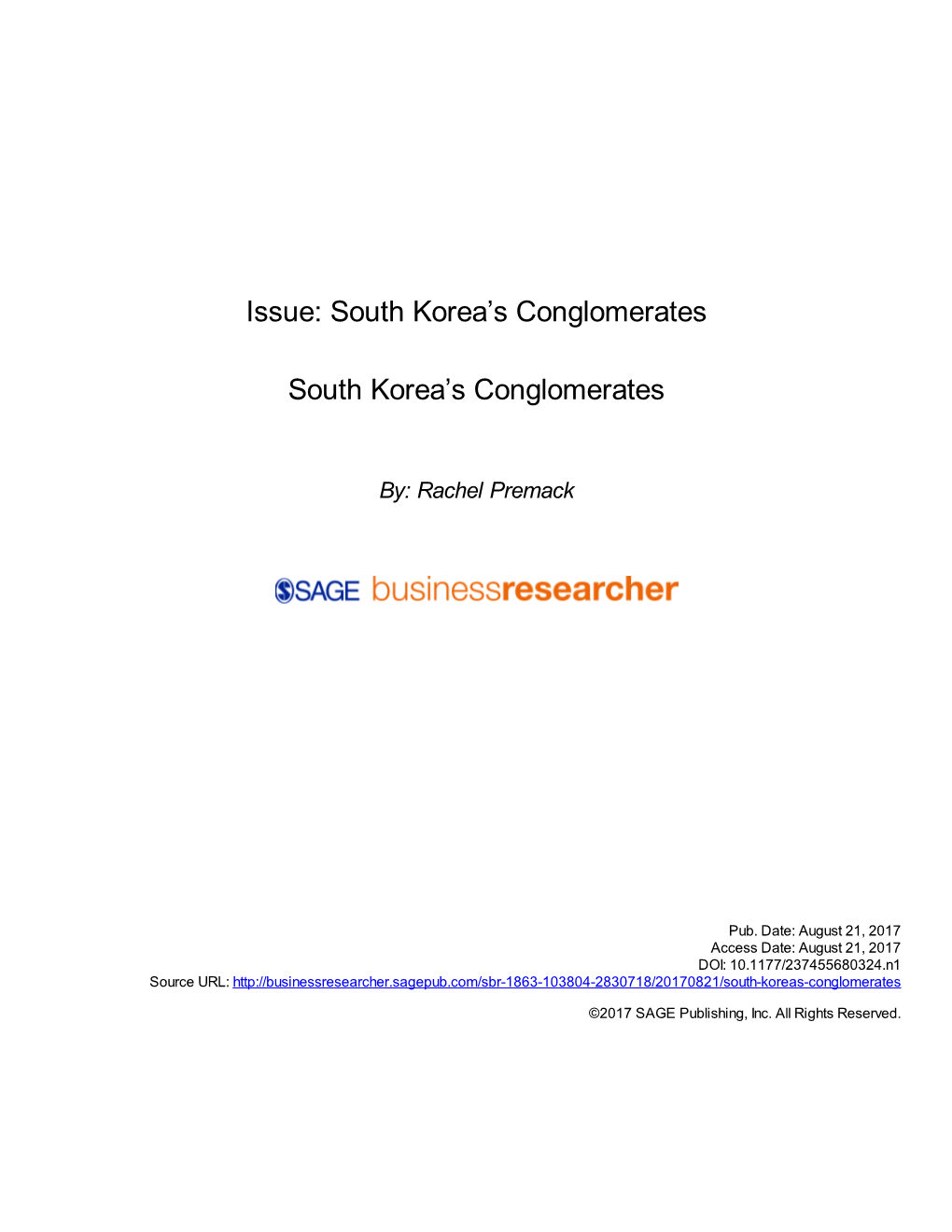 South Korea's Conglomerates