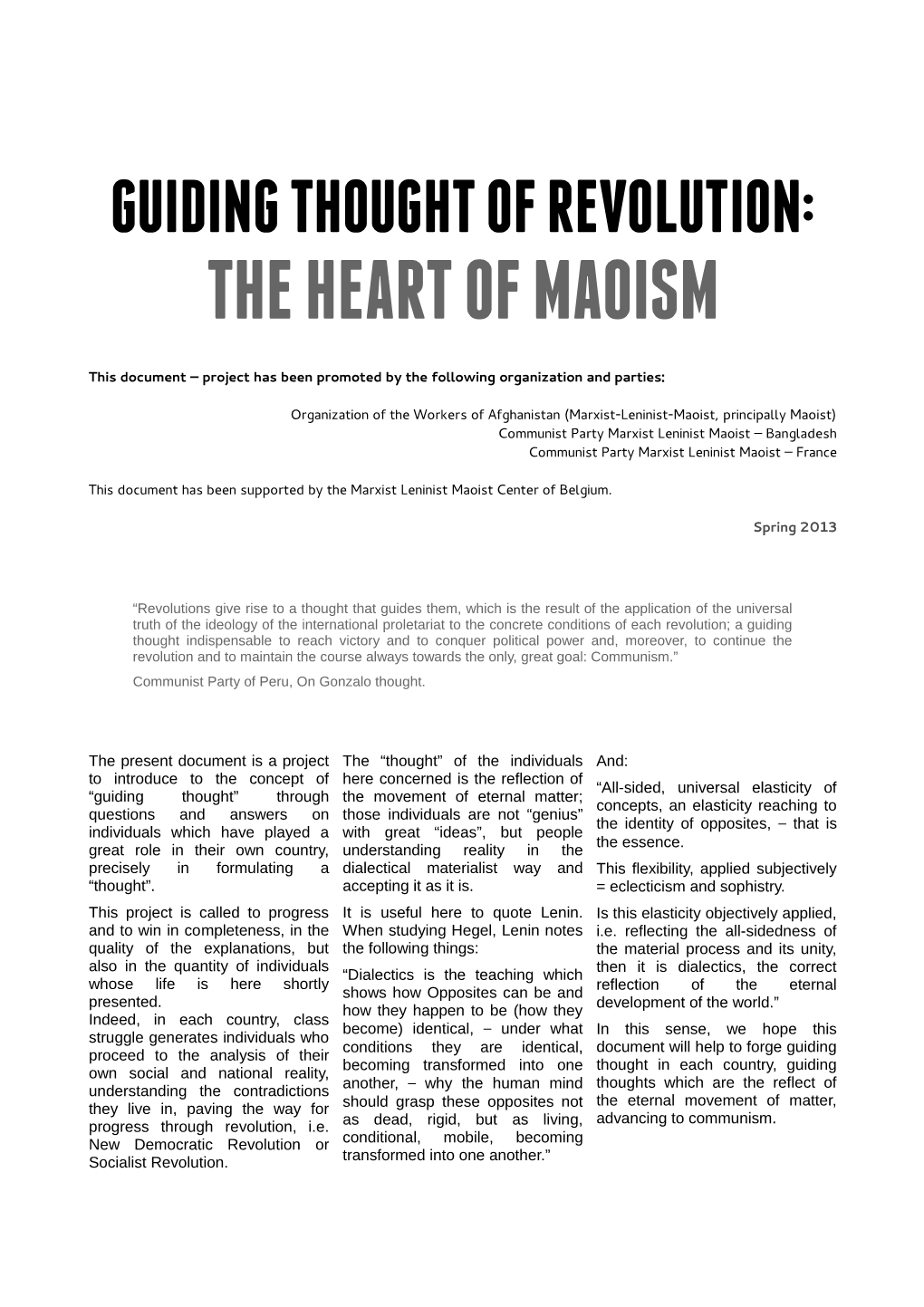 Guiding Thought of Revolution: the Heart of Maoism