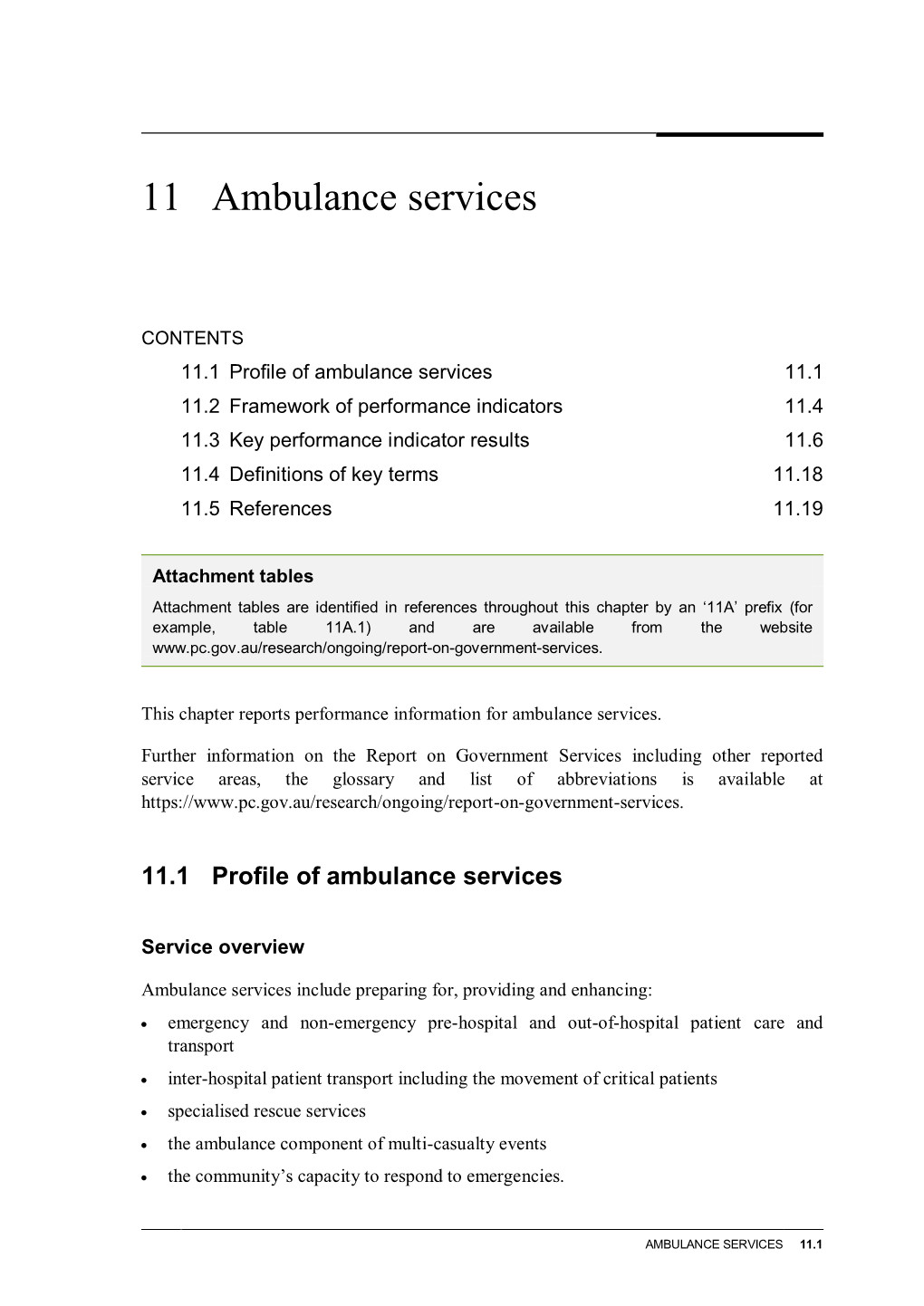 Chapter 11 Ambulance Services