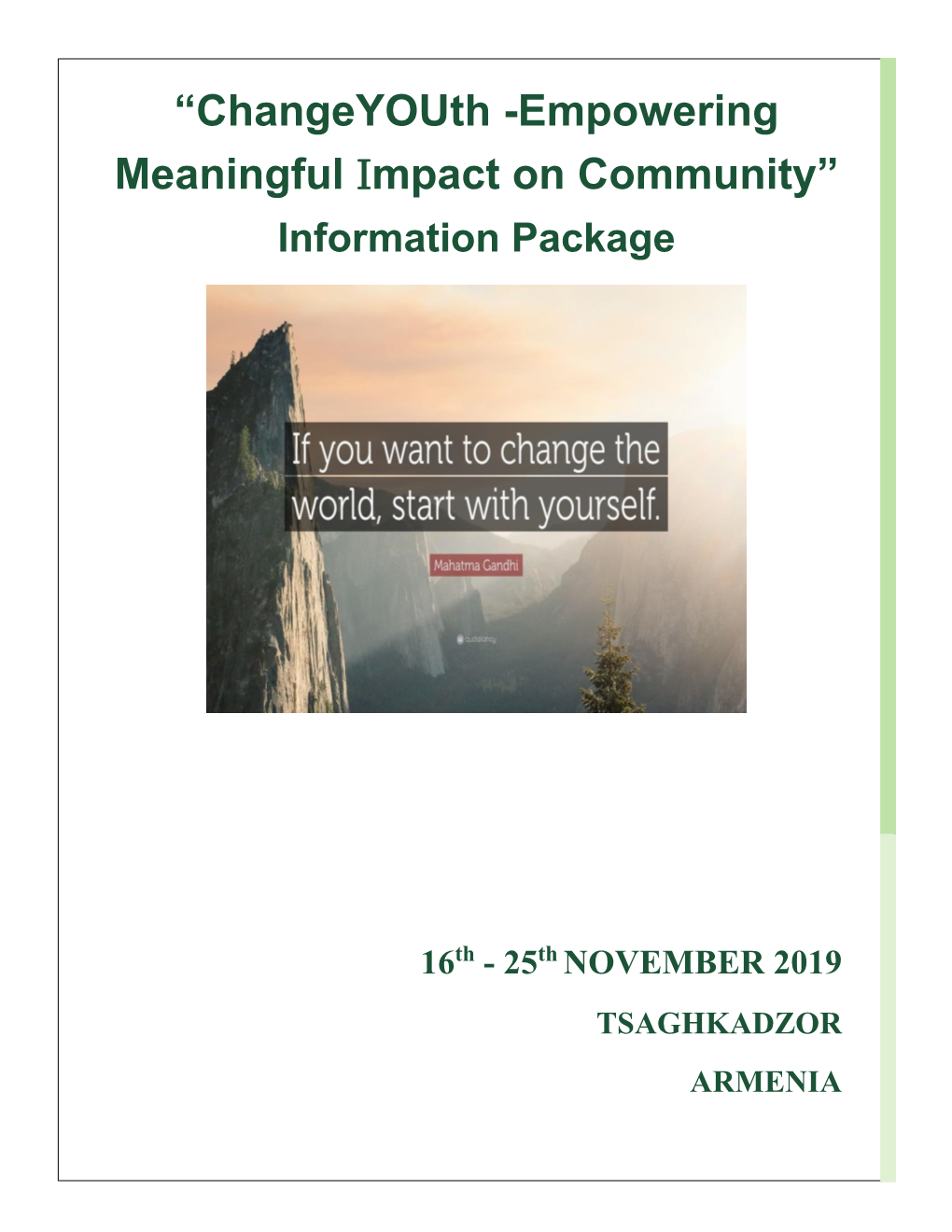 “Changeyouth -Empowering Meaningful Impact on Community” Information Package