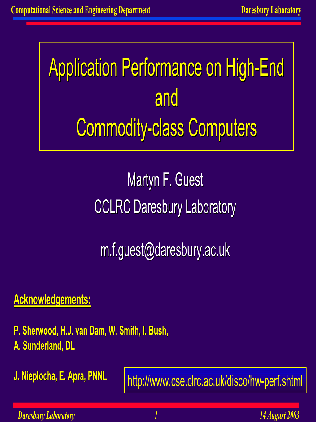 Application Performance on High-End and Commodity-Class Computers