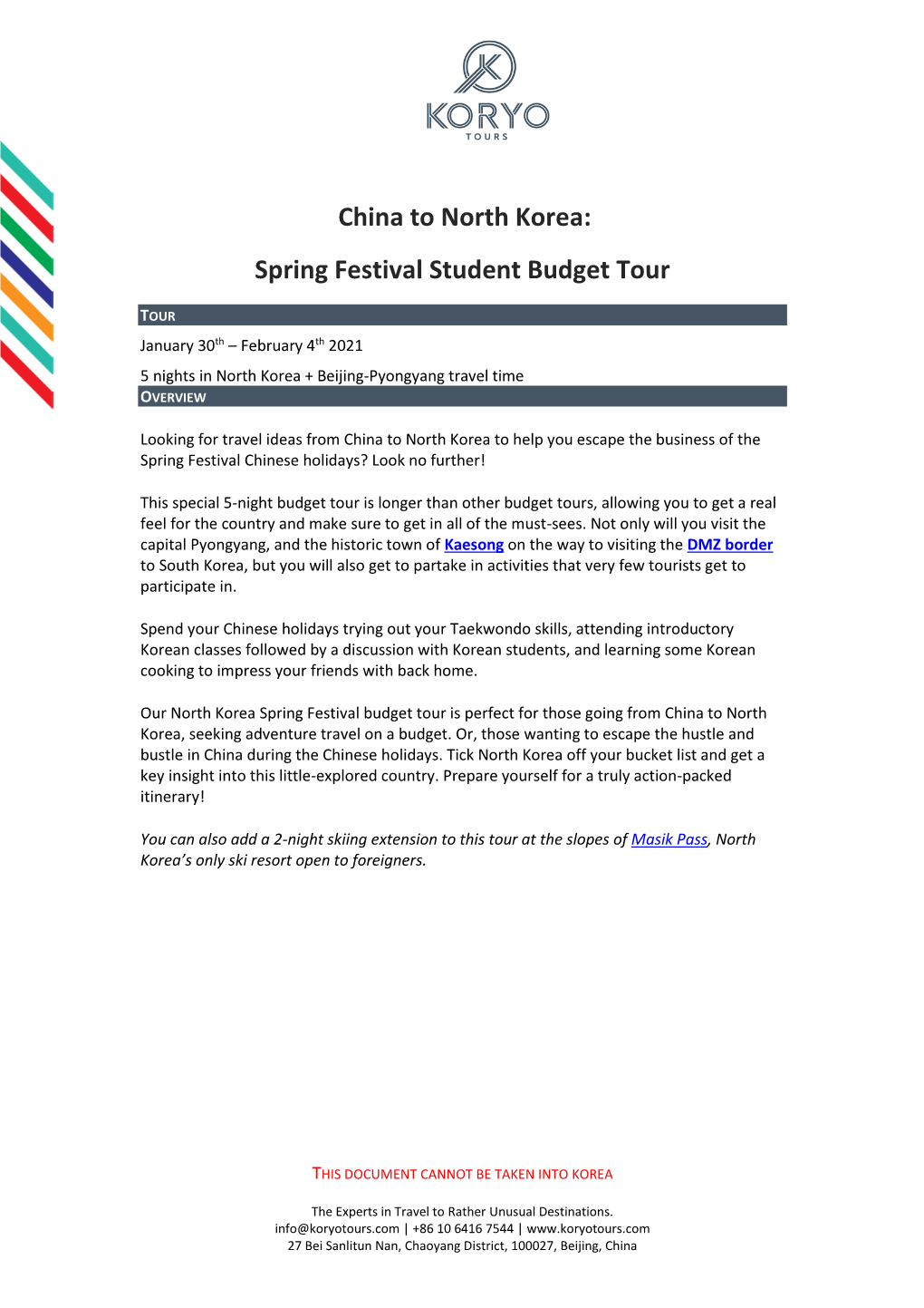 China to North Korea: Spring Festival Student Budget Tour