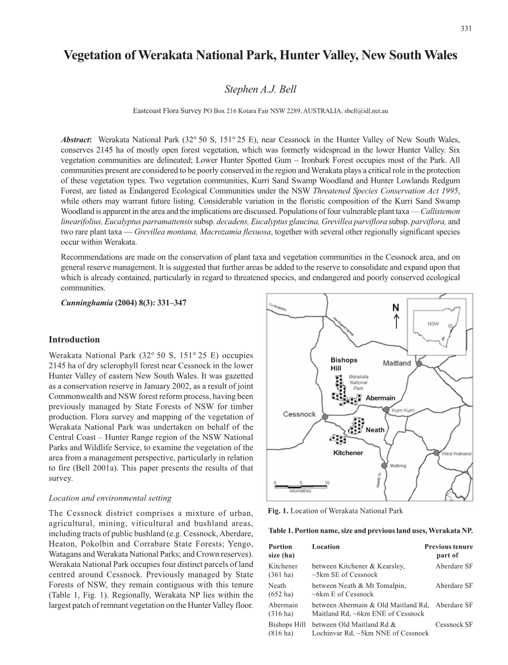 Cunninghamia : a Journal of Plant Ecology for Eastern Australia