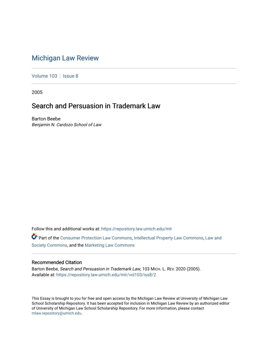 Search and Persuasion in Trademark Law