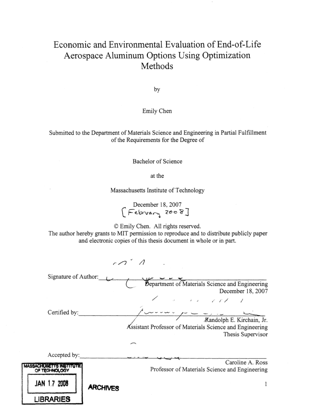 Economic and Environmental Evaluation of End-Of-Life Aerospace Aluminum Options Using Optimization Methods