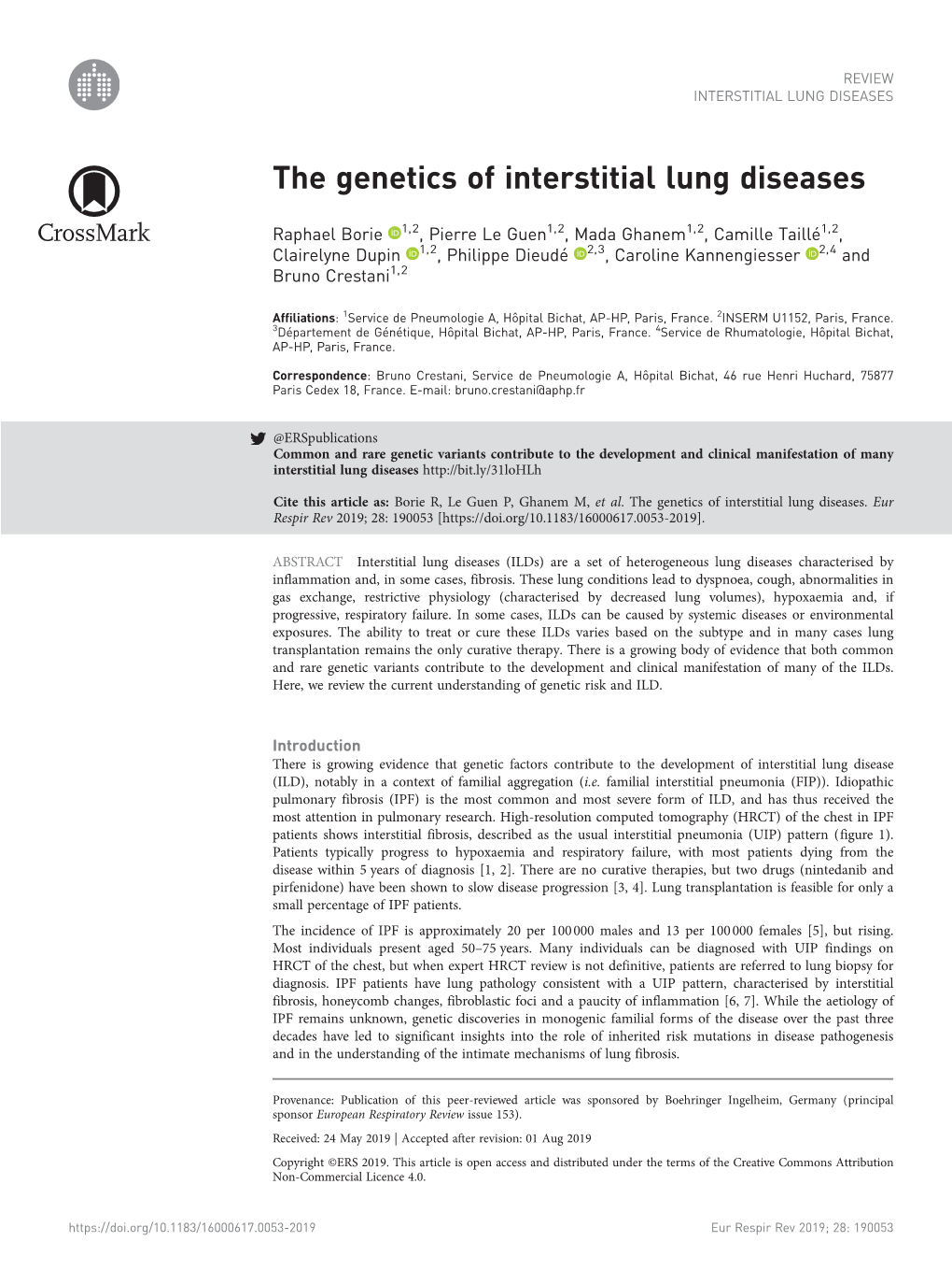 The Genetics of Interstitial Lung Diseases