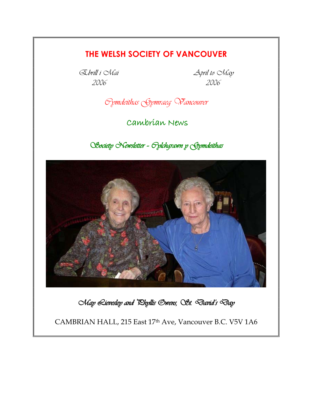 Vancouver Welsh Society