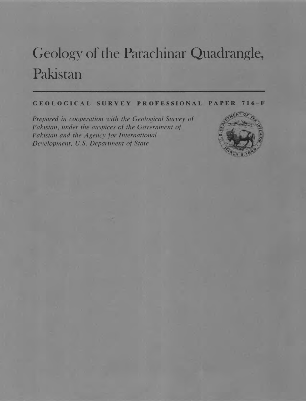 Geology of the Parachinar Quadrangle, Pakistan