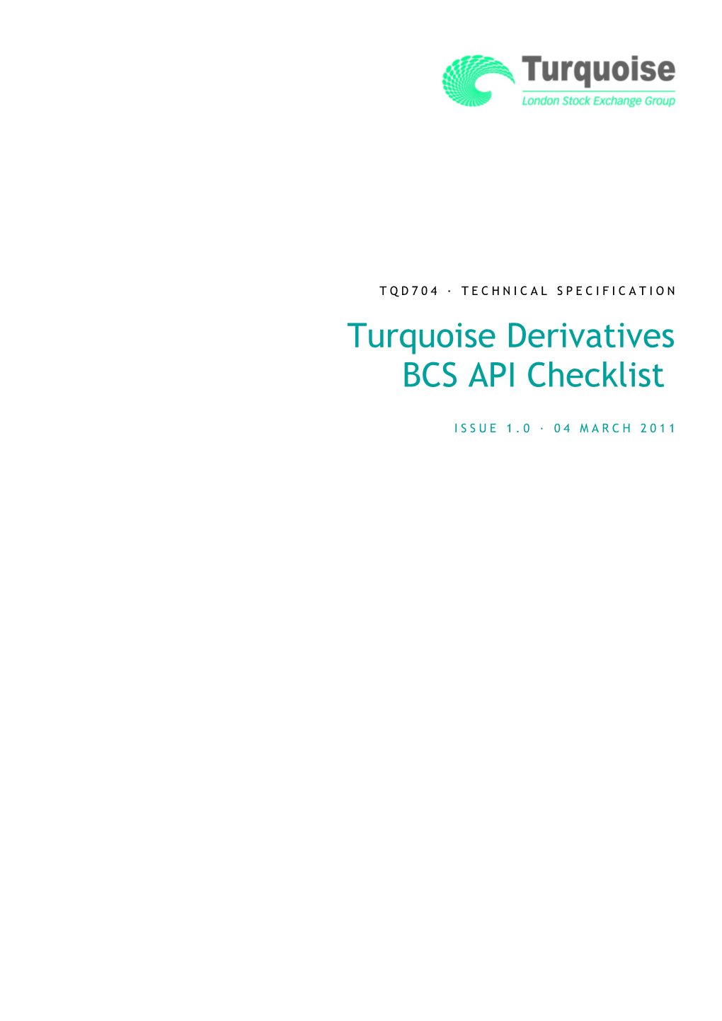 TQD704 BCS API Checklist