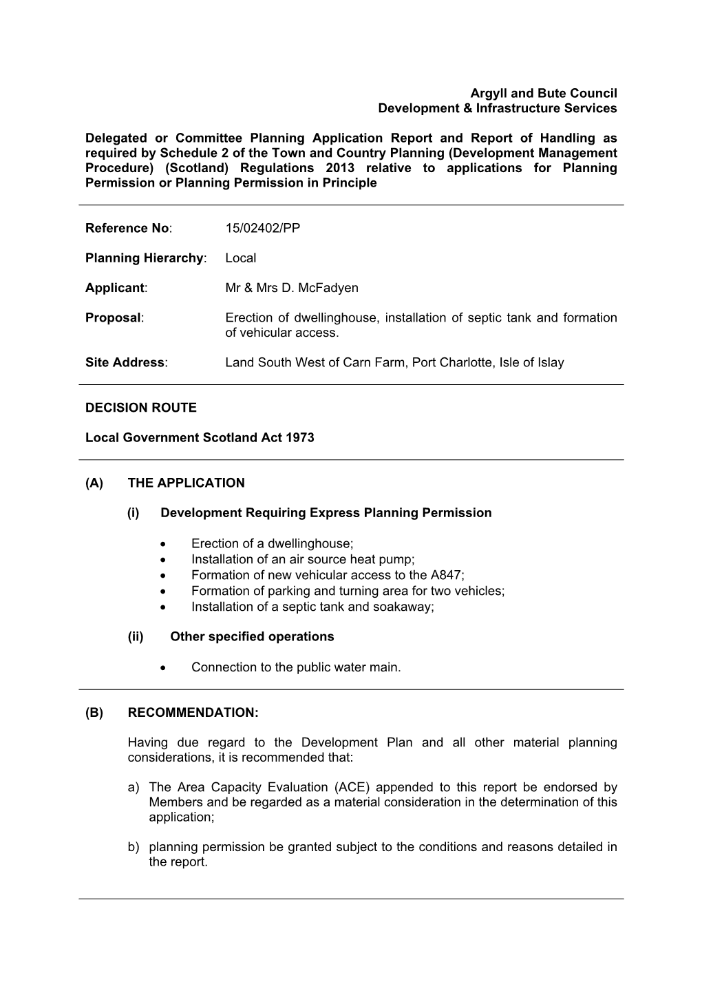 Argyll and Bute Council Development & Infrastructure Services