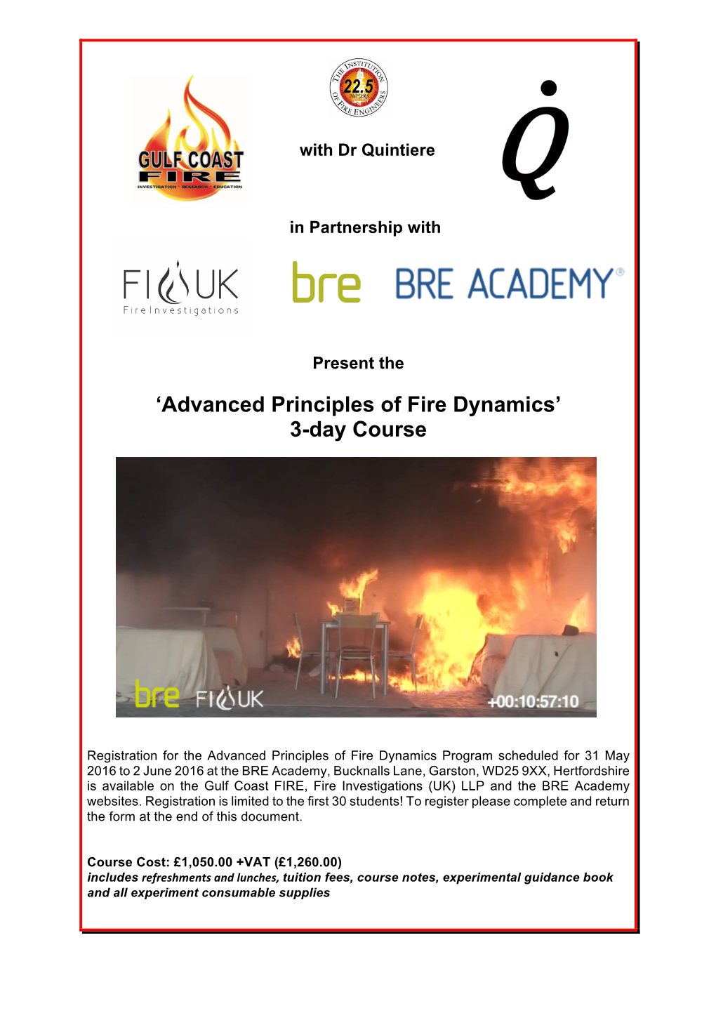 Advanced Principles of Fire Dynamics’ 3-Day Course