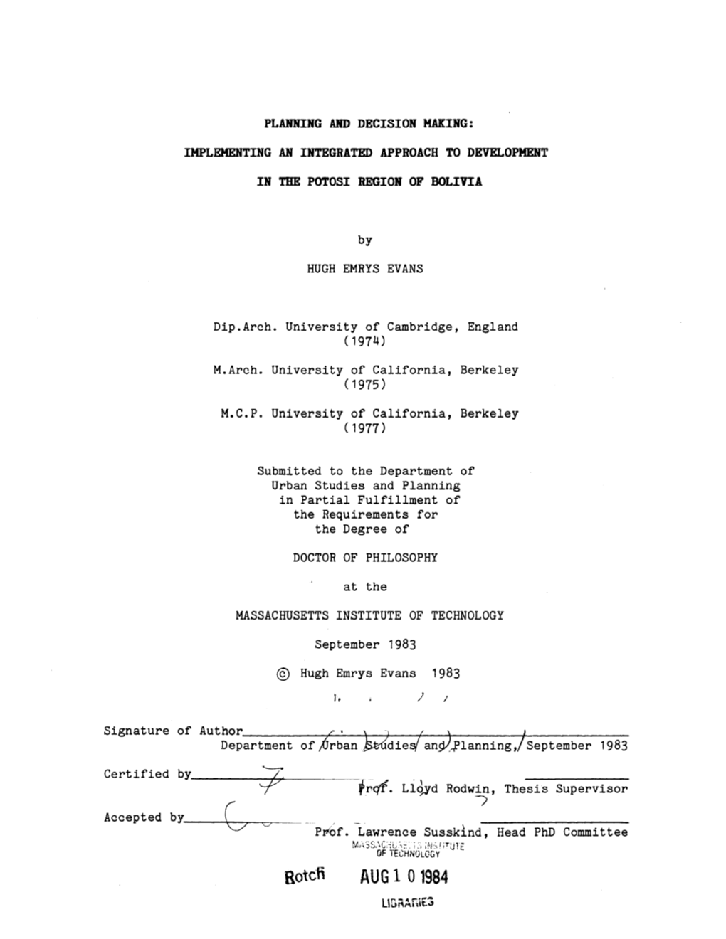 Aug 101984 L5aiva 14E3 Planning and Decision Making