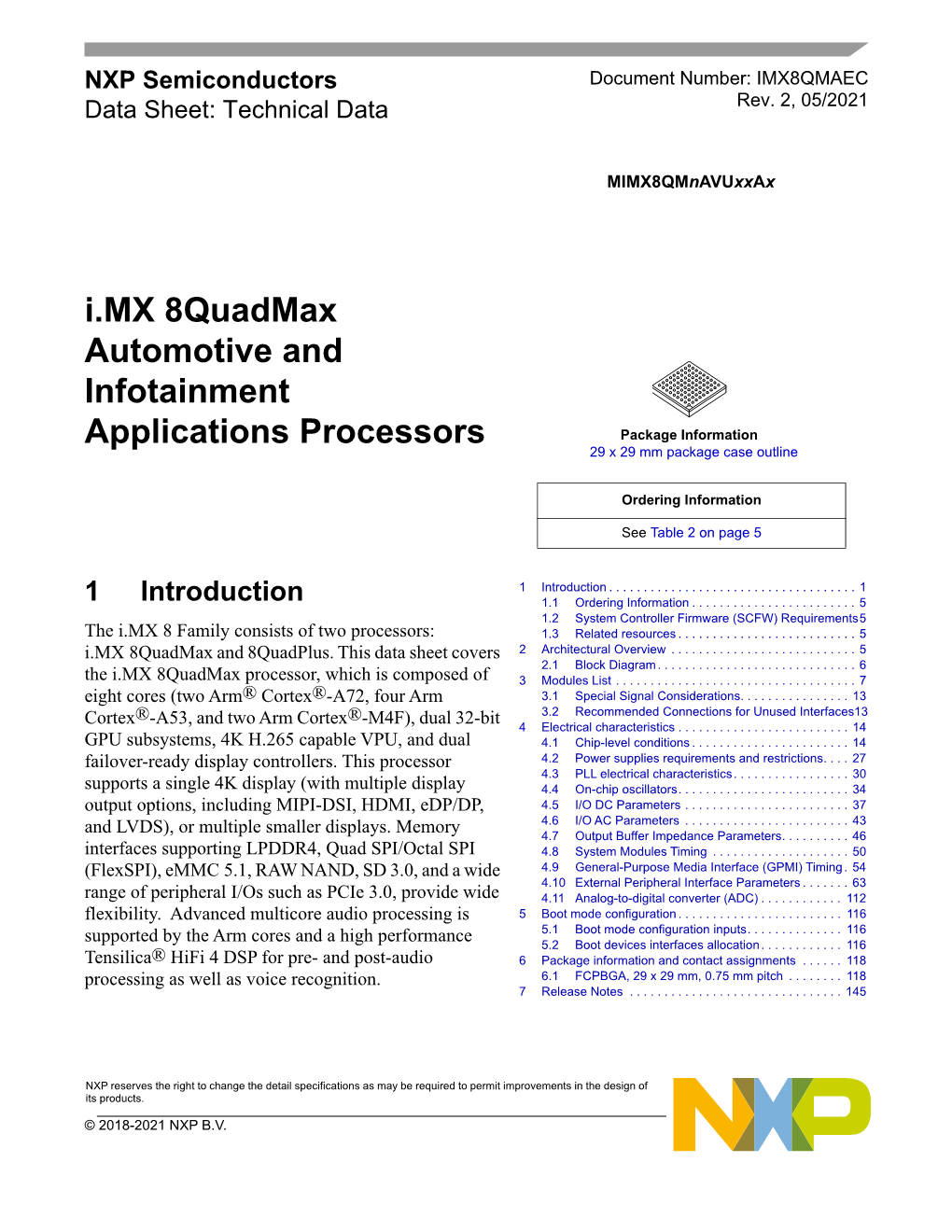 I.MX 8Quadmax Automotive and Infotainment Applications Processors Package Information 29 X 29 Mm Package Case Outline