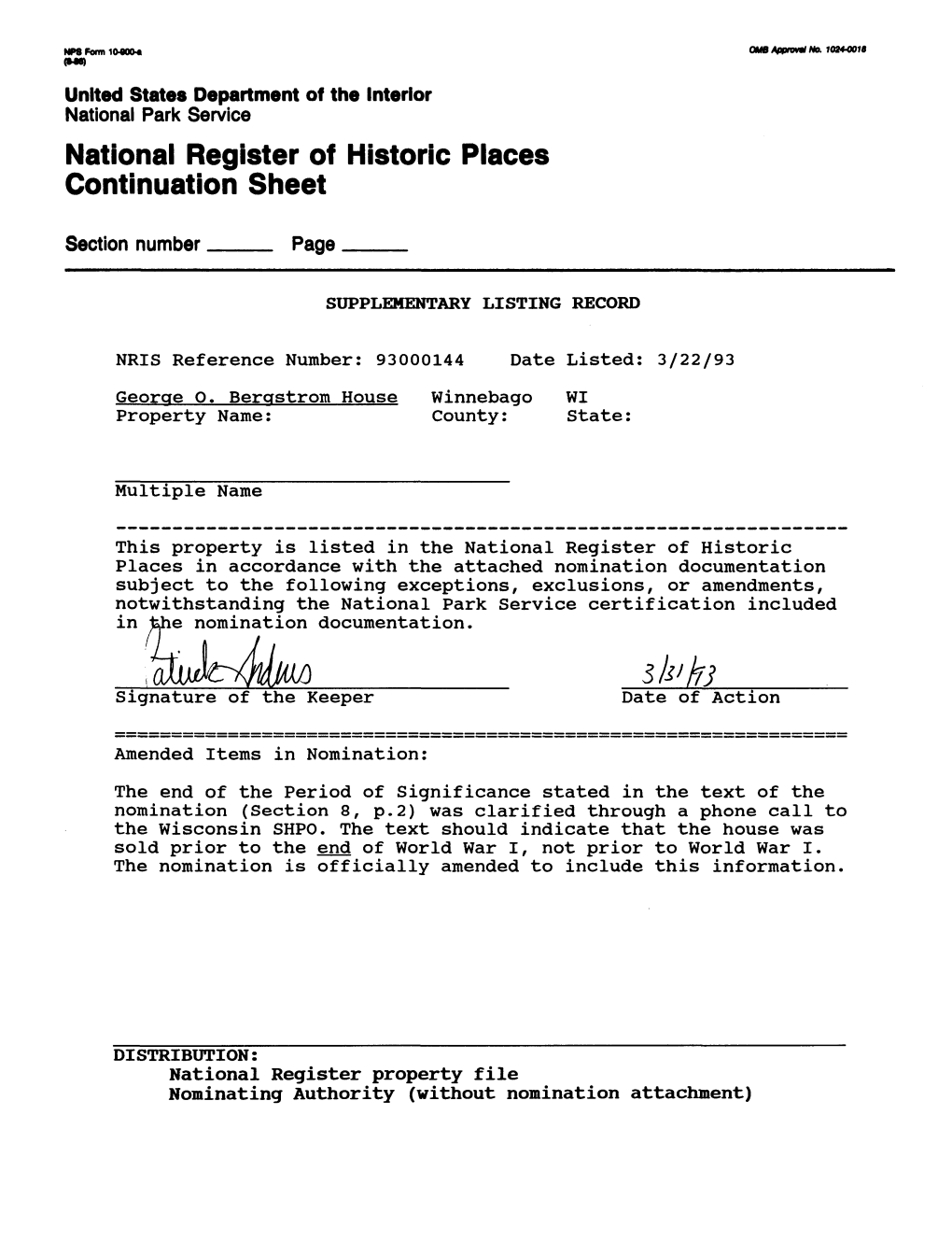 National Register of Historic Places Continuation Sheet