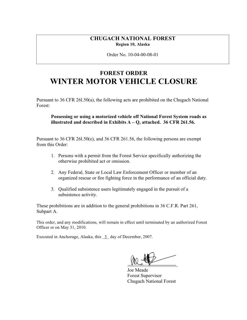 Winter Motor Vehicle Closure