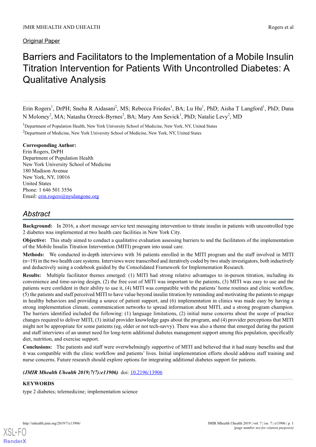 Barriers and Facilitators to the Implementation of a Mobile Insulin Titration Intervention for Patients with Uncontrolled Diabetes: a Qualitative Analysis
