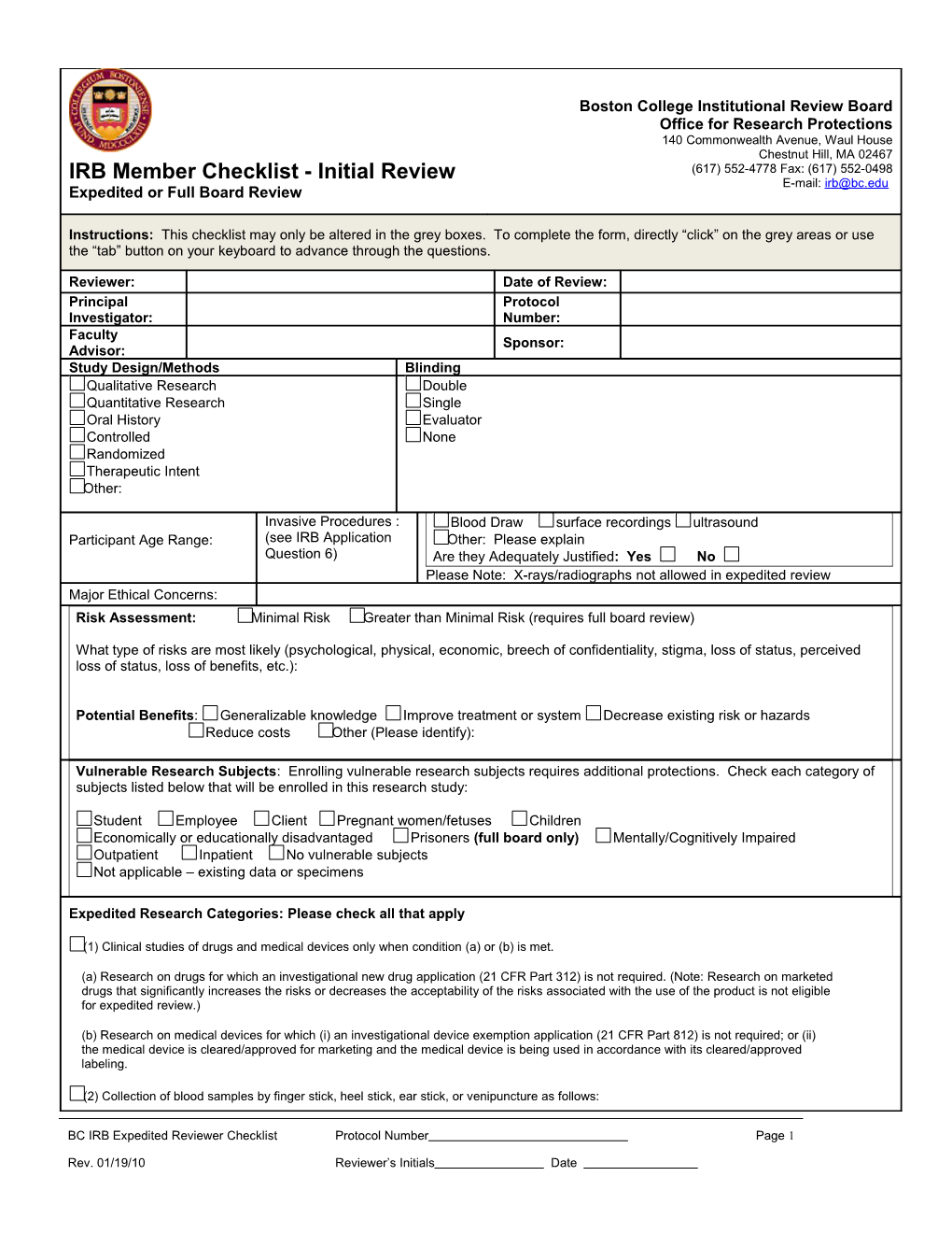 Comirb Reviewer Protocol Checklist