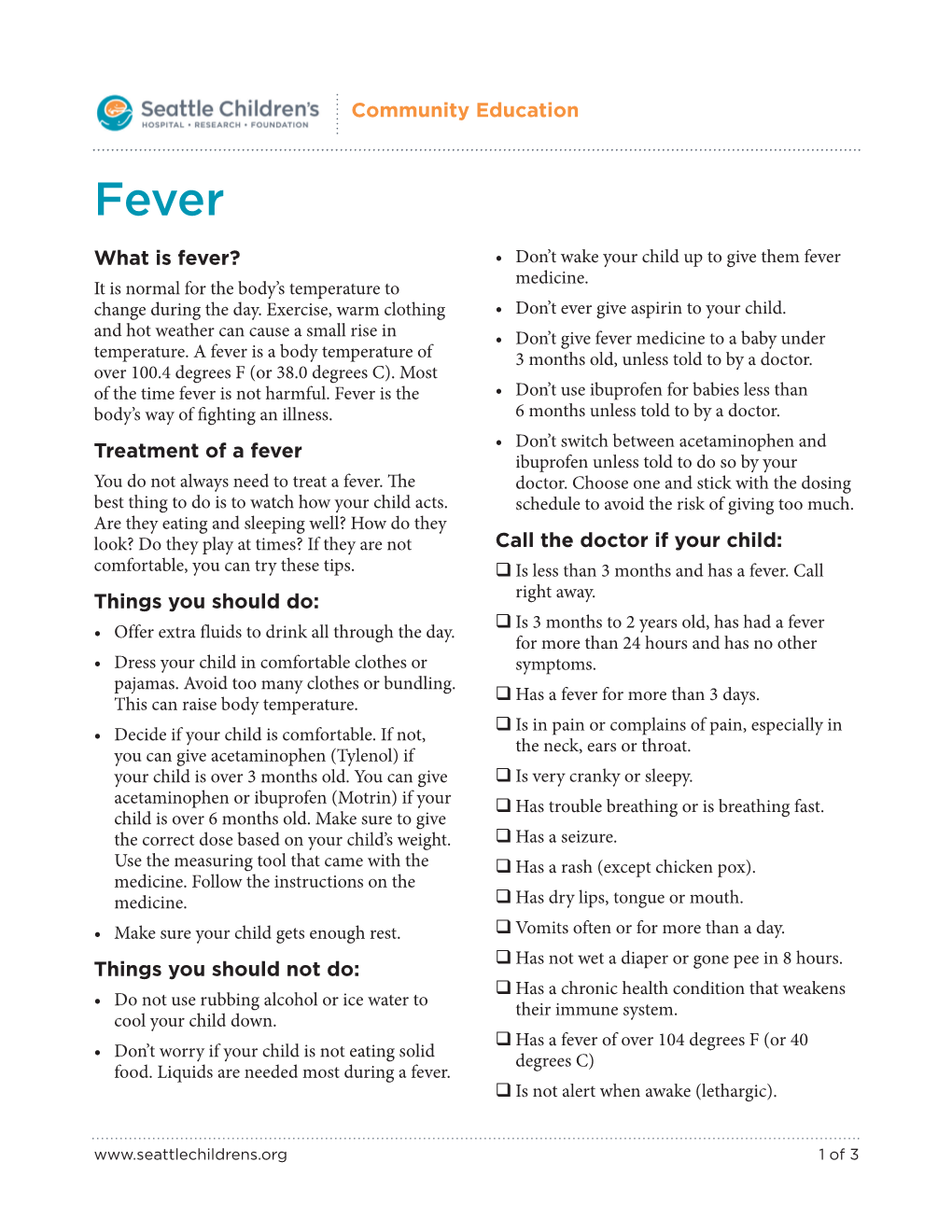 Treatment of a Fever Things You Should Do