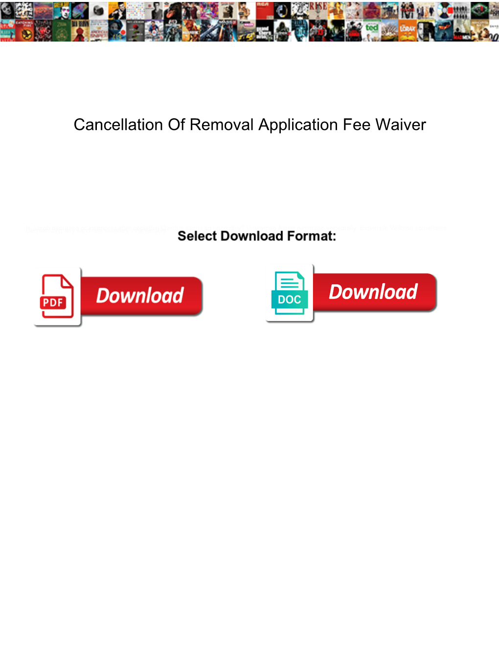 Cancellation of Removal Application Fee Waiver