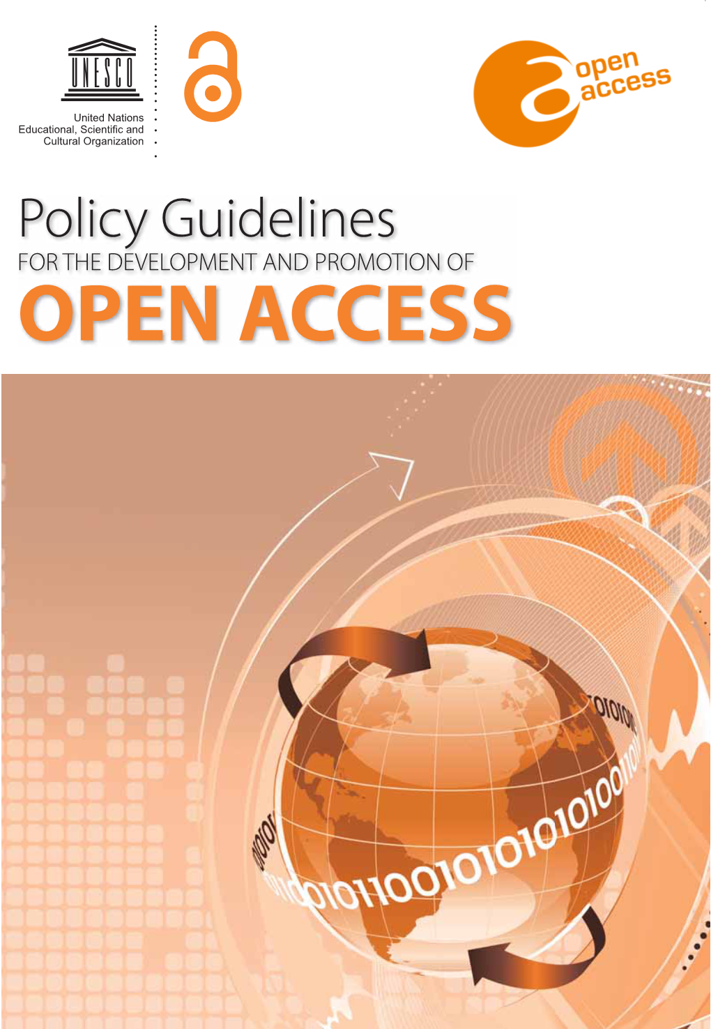 Policy Guidelines for the Development and Promotion of Open Access; 2012