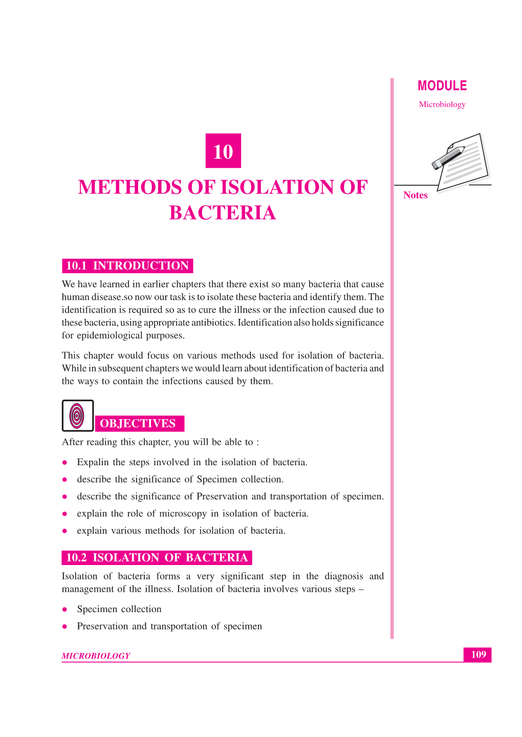 Lesson 10. Methods of Isolation of Bacteria