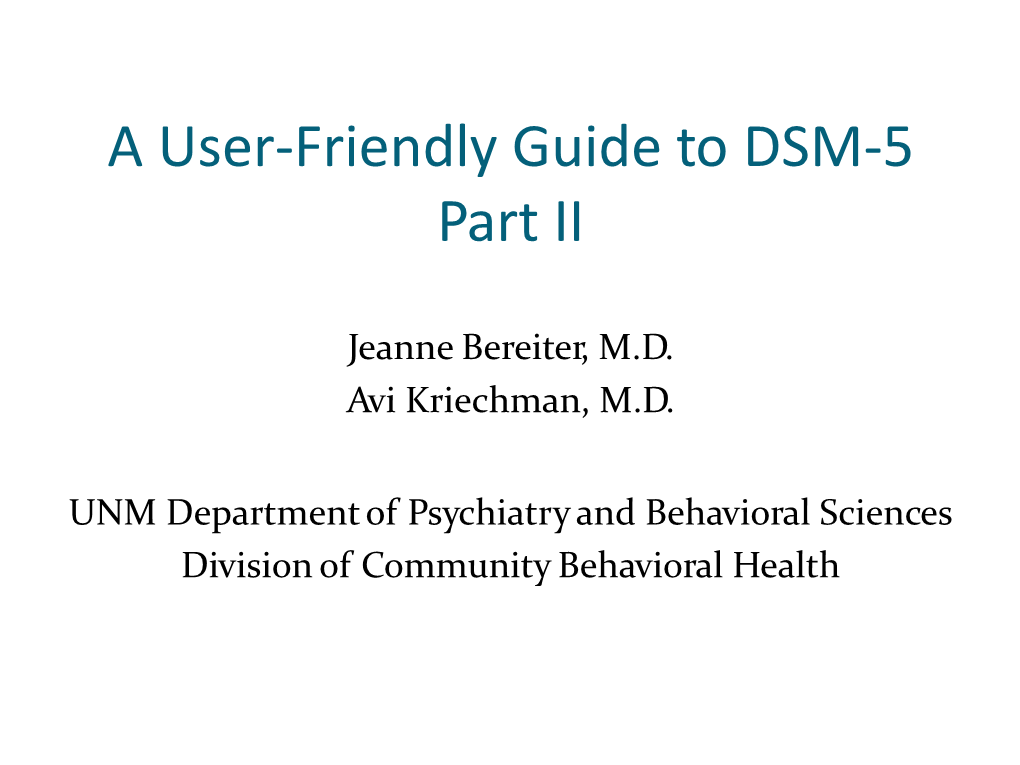 DSM-5 Part 2