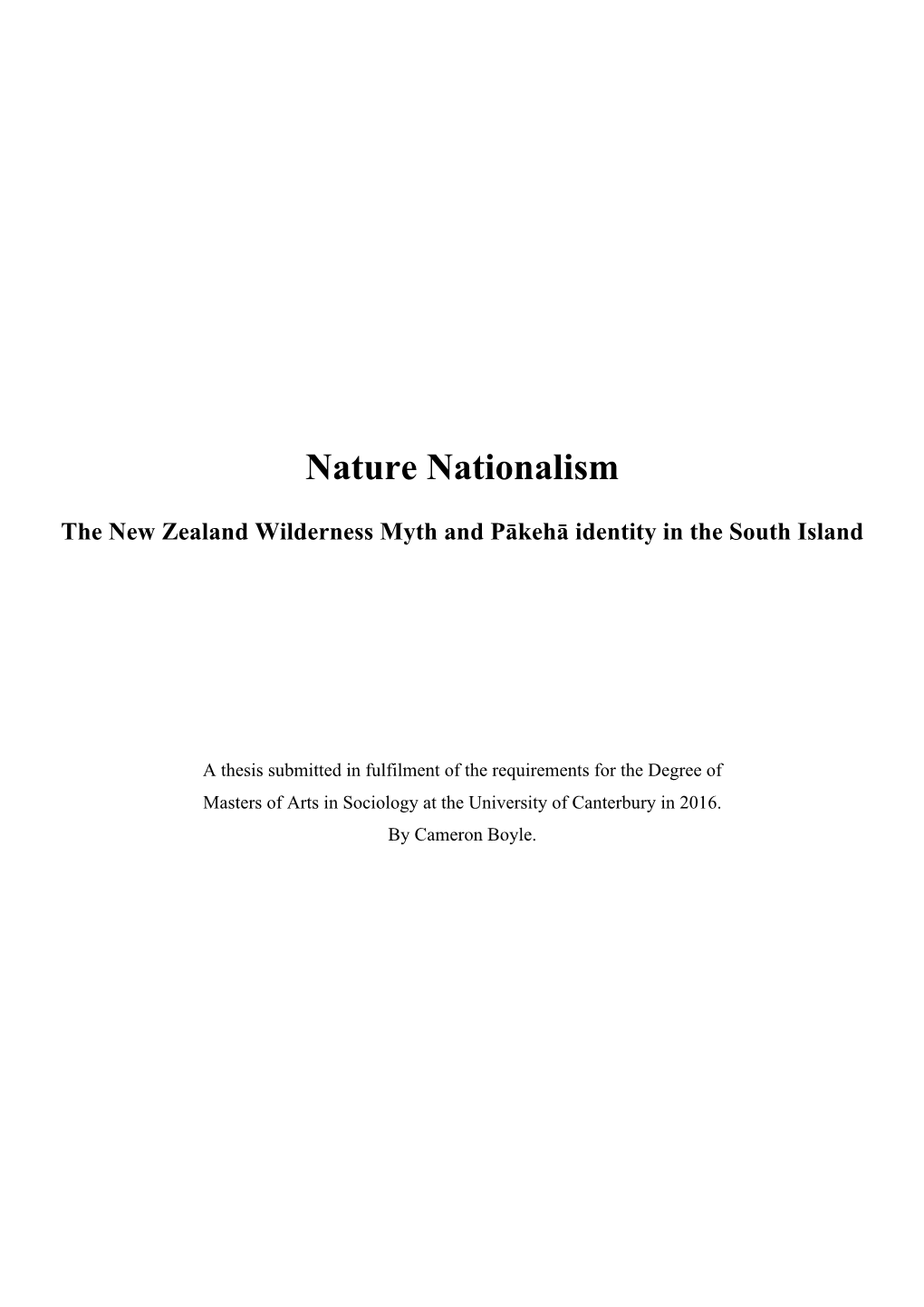 Nature Nationalism the New Zealand