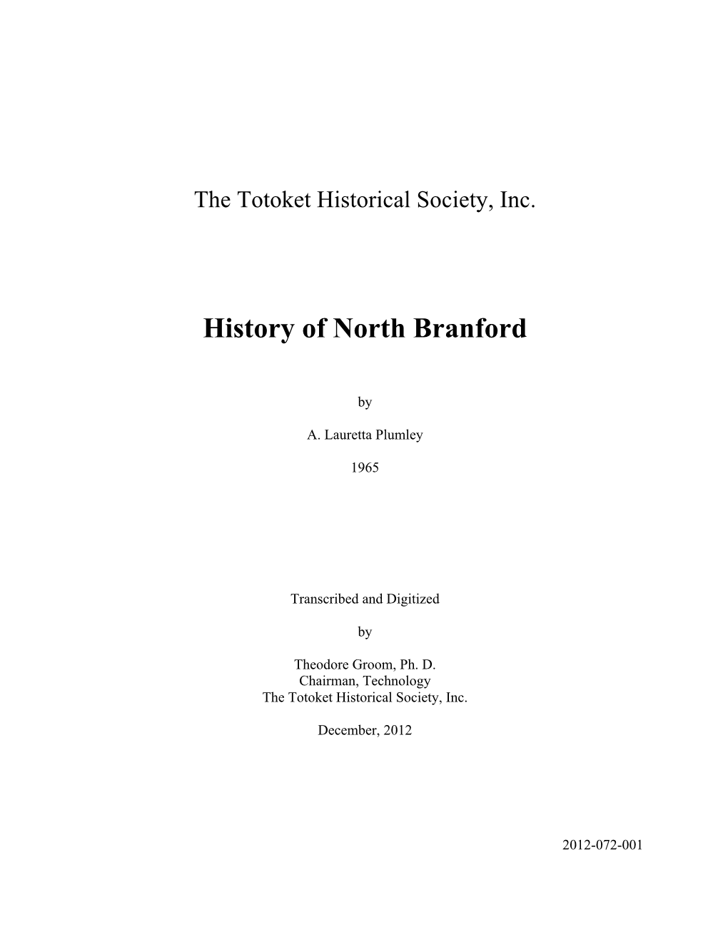 History of North Branford