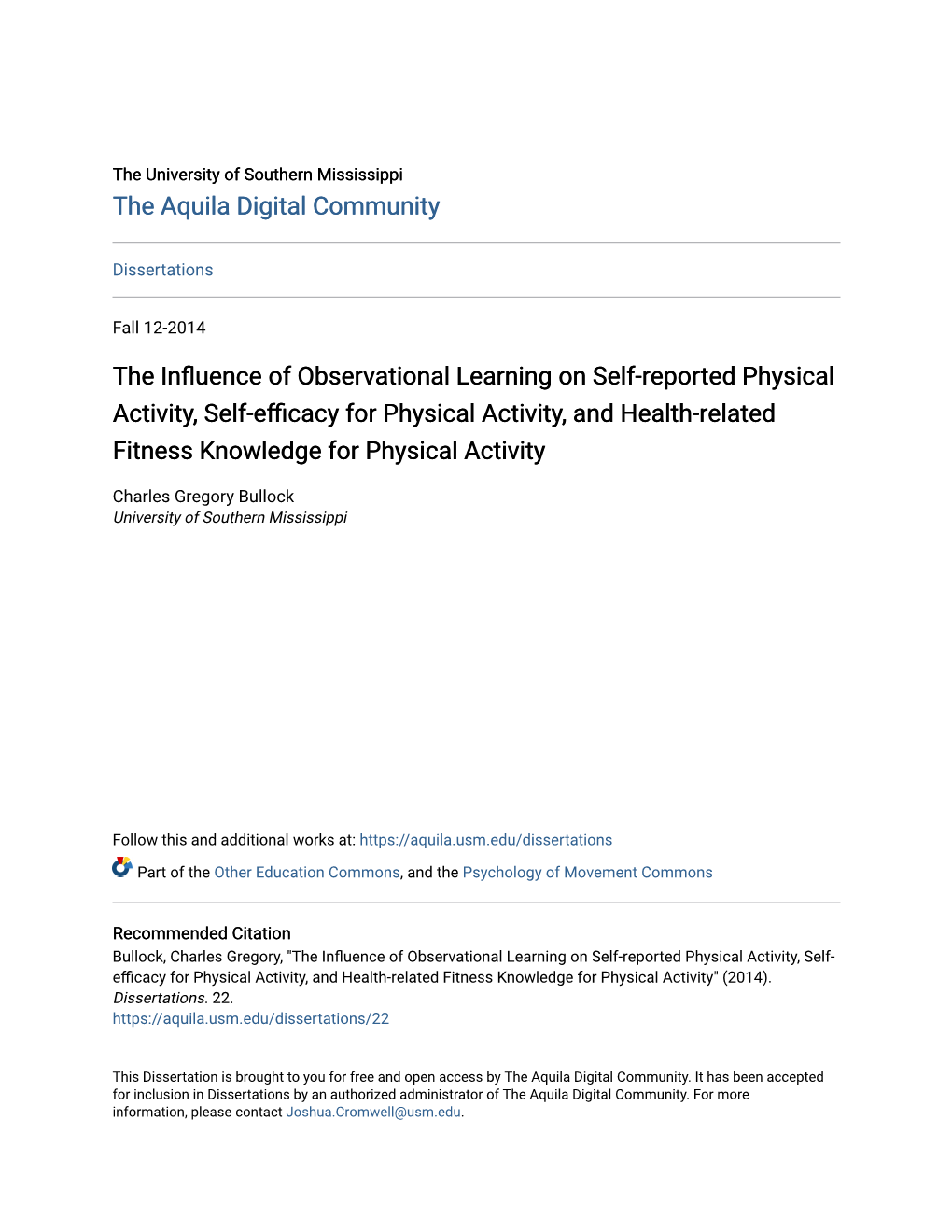 The Influence of Observational Learning on Self-Reported Physical