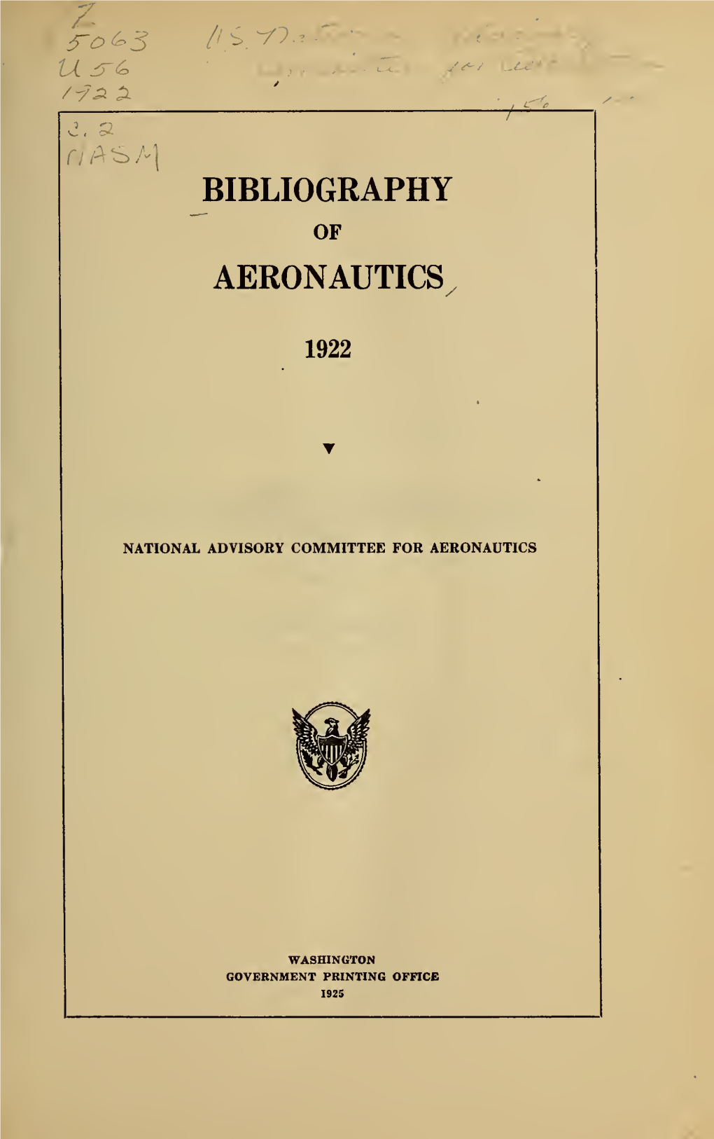 Bibliography of Aeronautics 1922
