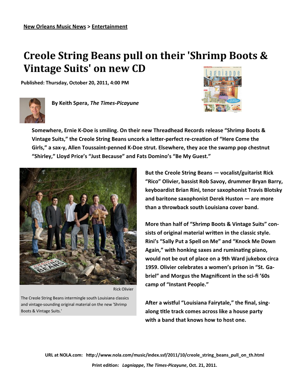 Creole String Beans Pull on Their 'Shrimp Boots & Vintage Suits' On