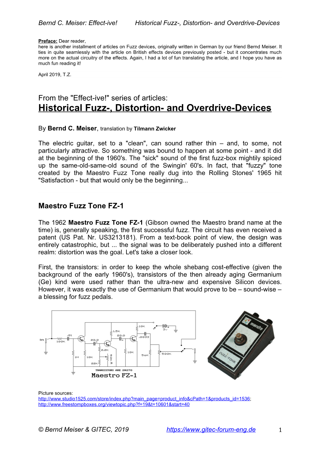 Historical Fuzz-, Distortion- and Overdrive-Devices