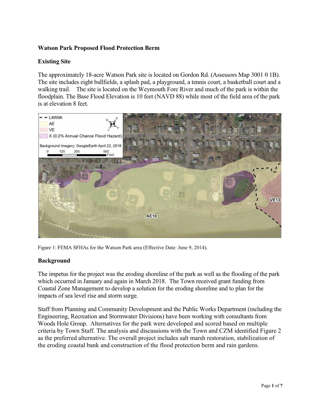 Watson Park Proposed Flood Protection Berm