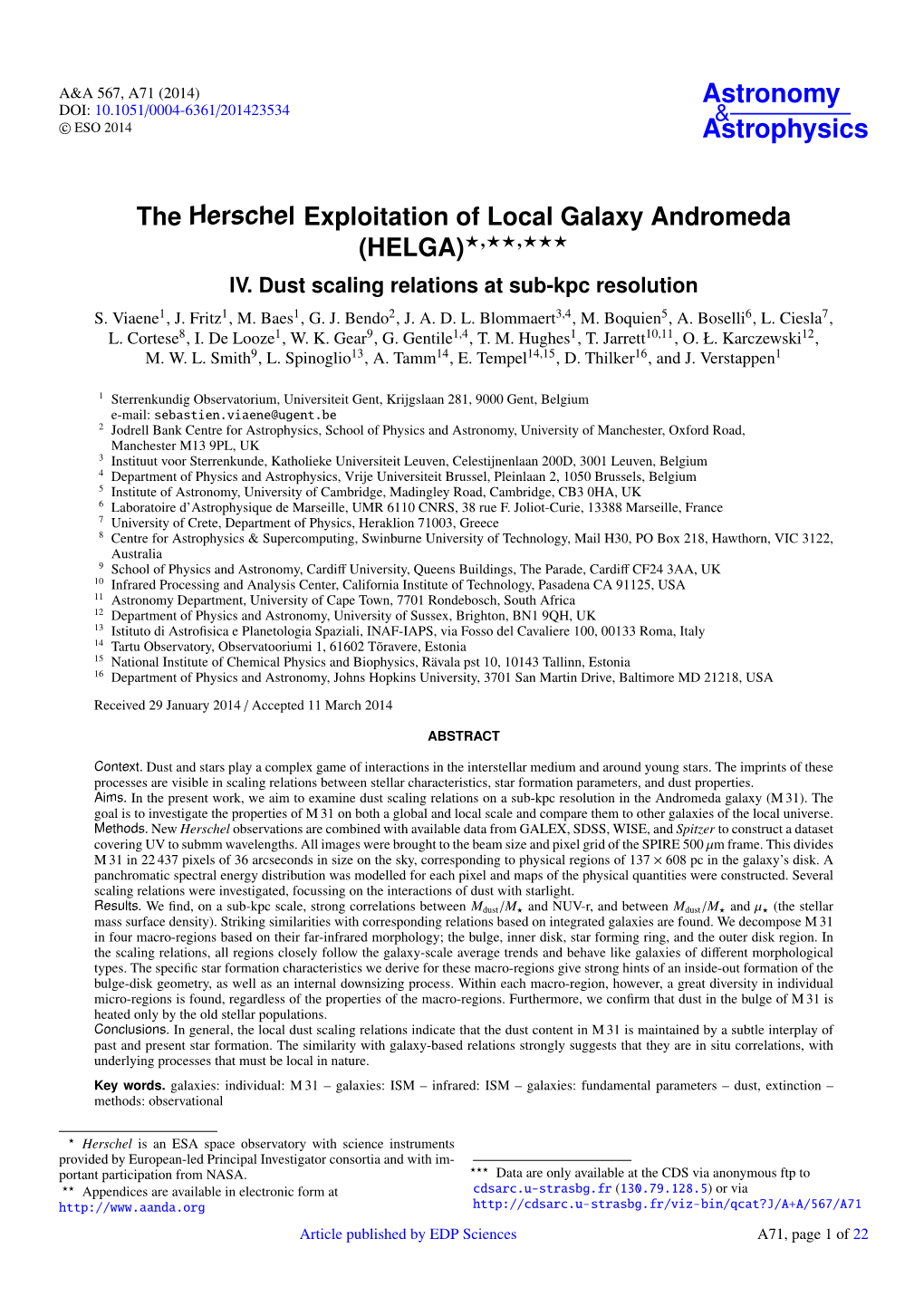 The Herschel Exploitation of Local Galaxy Andromeda \(HELGA