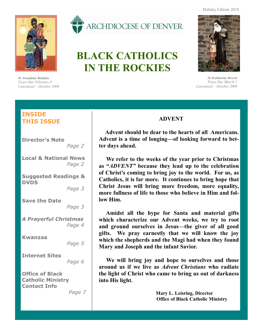 BCM Newsletter 2010 Holiday Edition