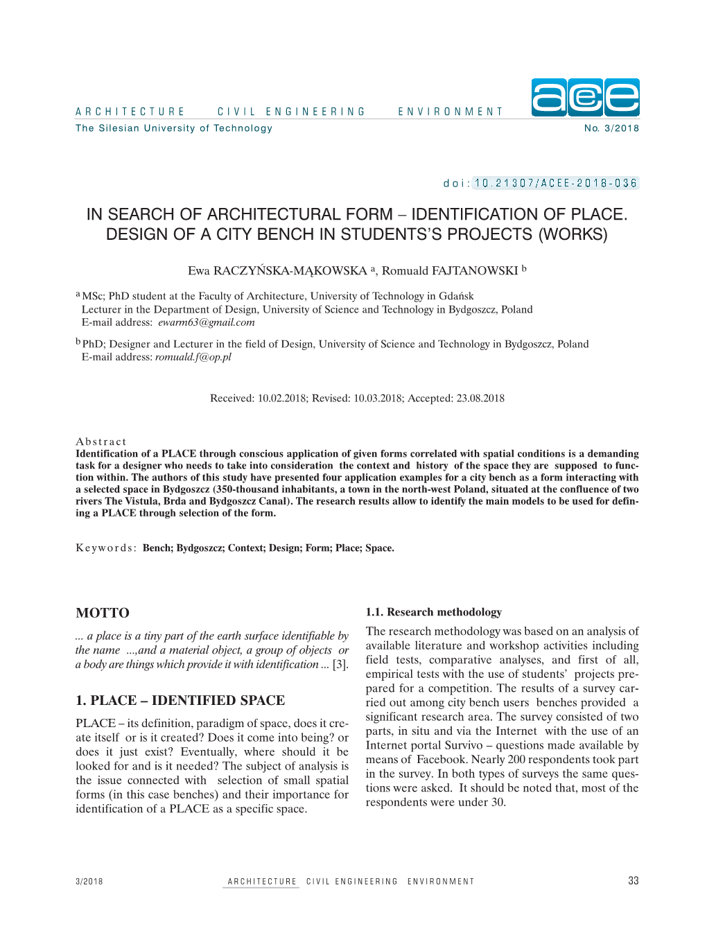 In Search of Architectural Form – Identification of Place