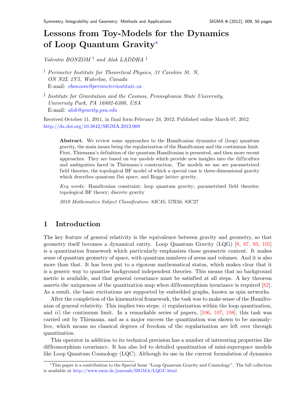 Lessons from Toy-Models for the Dynamics of Loop Quantum Gravity⋆