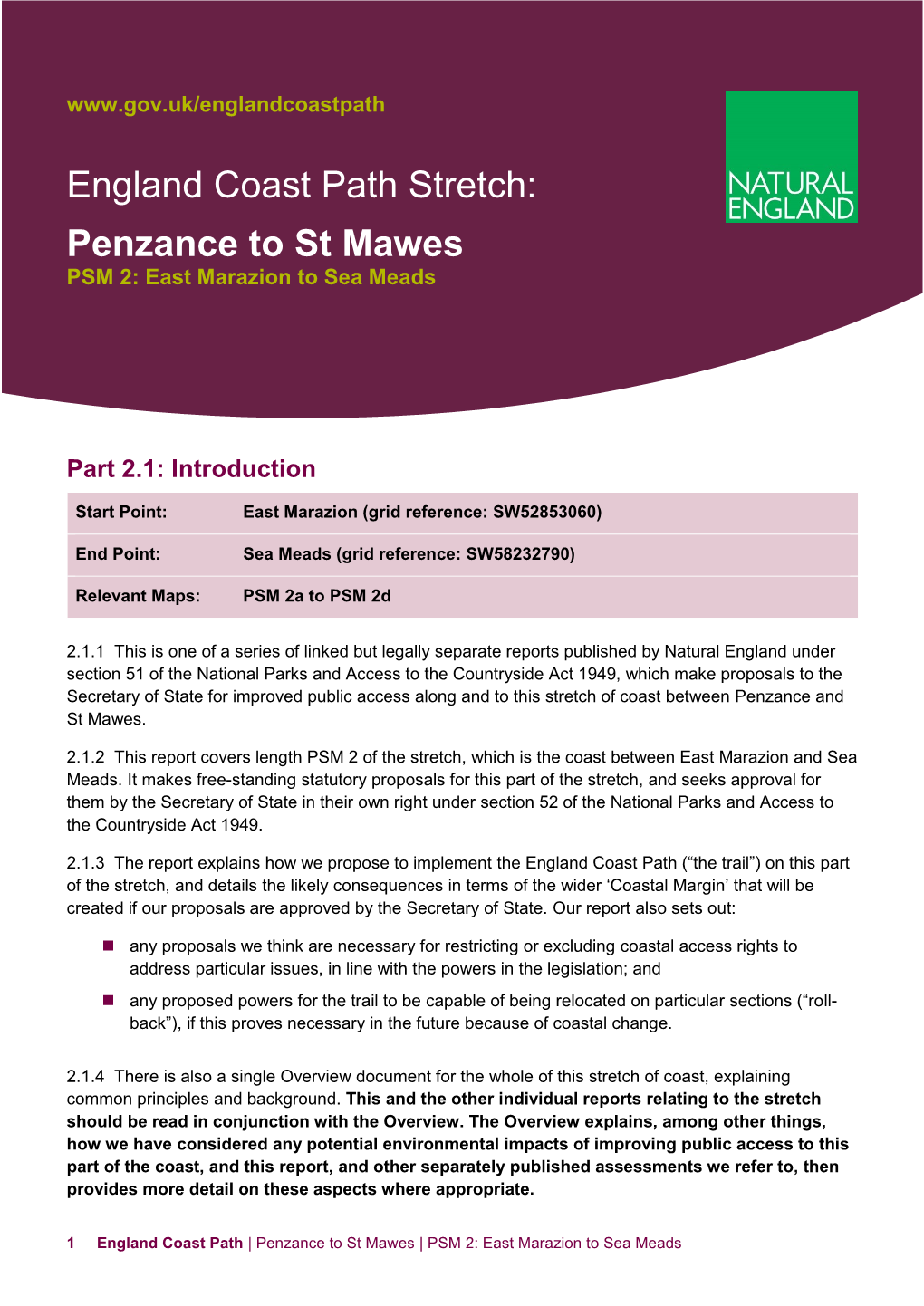 England Coast Path Stretch: Penzance to St Mawes PSM 2: East Marazion to Sea Meads
