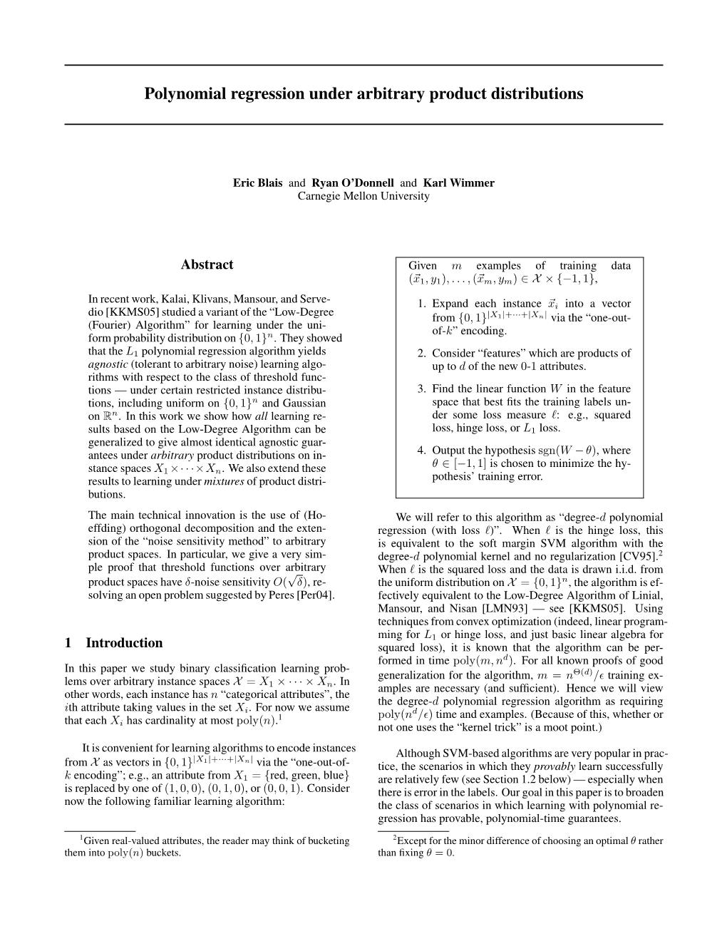 Polynomial Regression Under Arbitrary Product Distributions