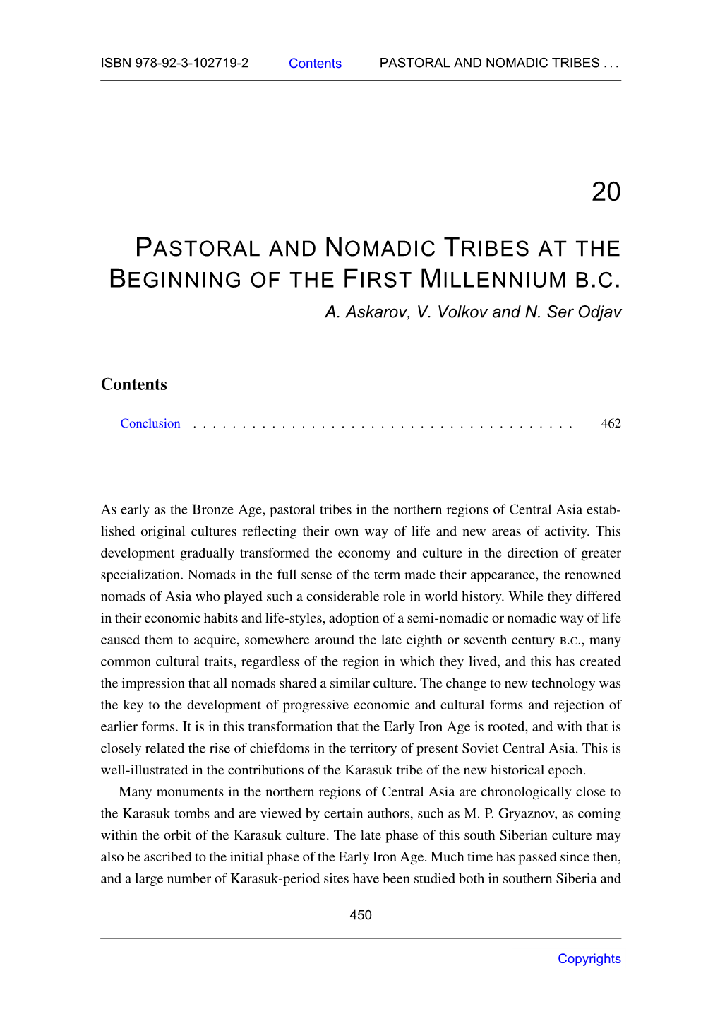 Pastoral and Nomadic Tribes at the Beginning of the First