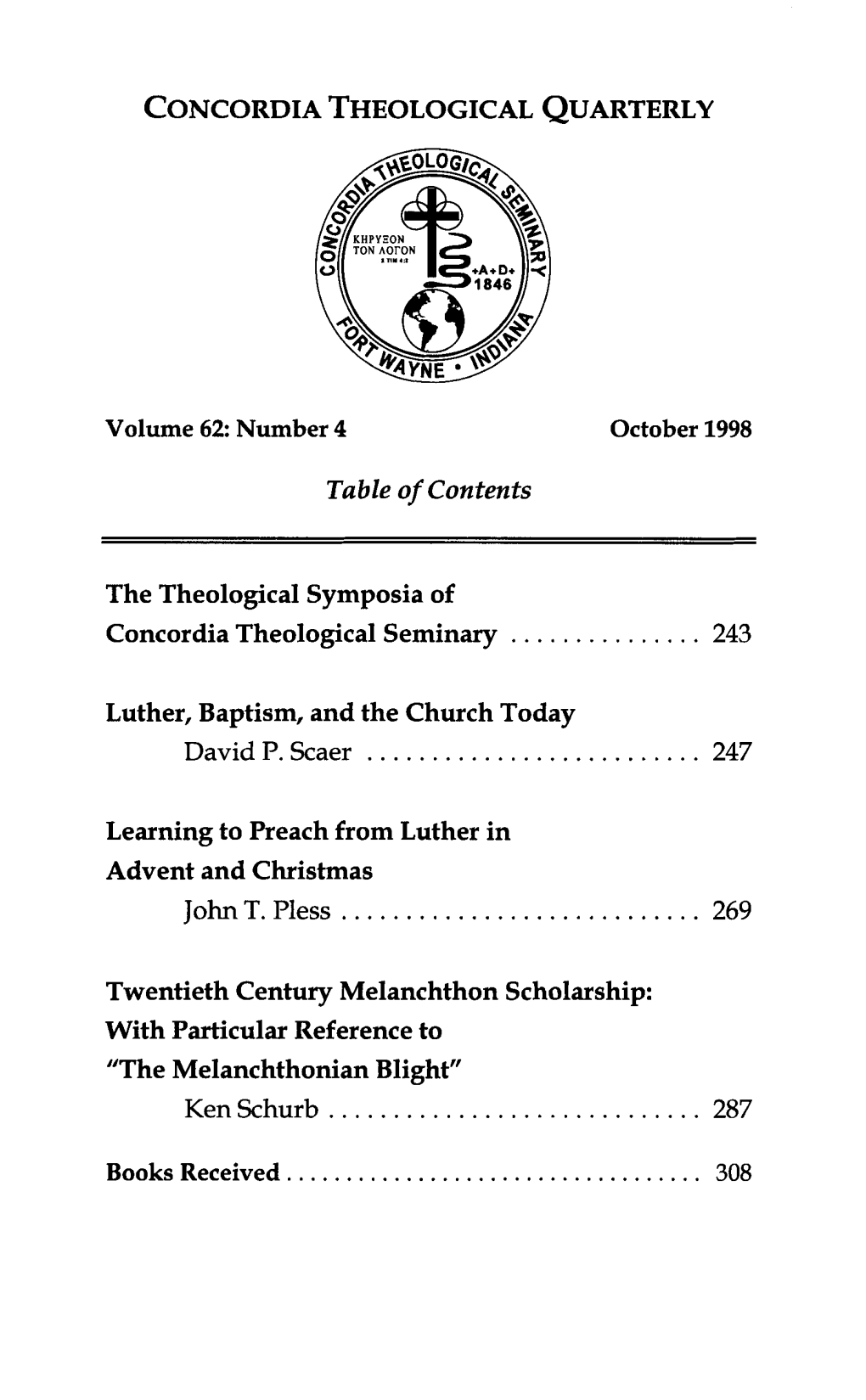 Luther, Baptism, and the Church Today David P